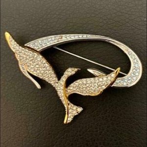 Swarovski crystal bird pin